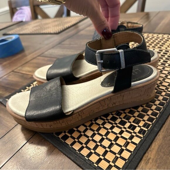 Lucca Lane Black Kameron Platform Wedge Sandals Ankle Strap Size 6.5 - Picture 2 of 11